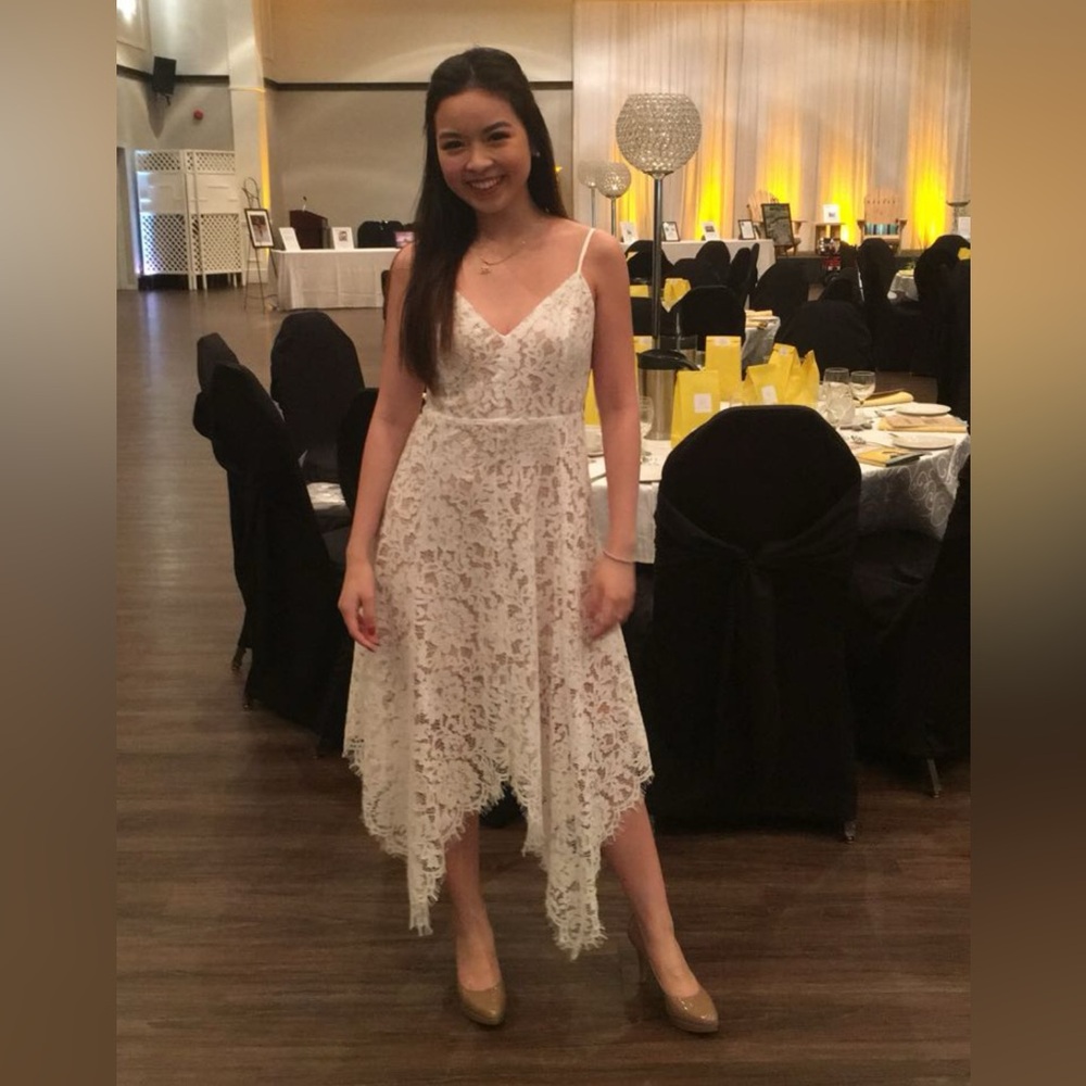 Elegant Lace Spaghetti Strap Dress - Cream